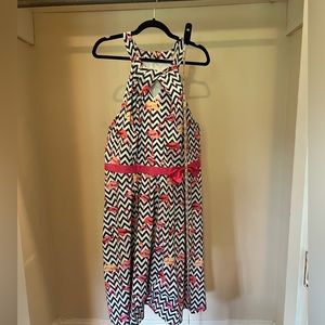 Lindy Bop flamingo chevron swing dress RARE